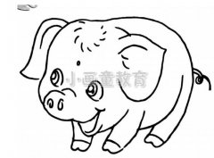 《小猪吃西瓜》儿童线描画绘画步骤